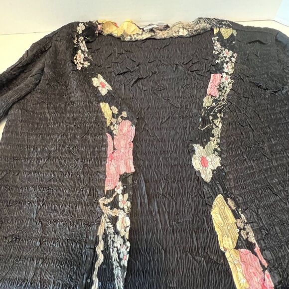 Lillie Rubin Womens Cardigan Size XL Floral Crystal Sequin Long Sleeve Black - Picture 7 of 8